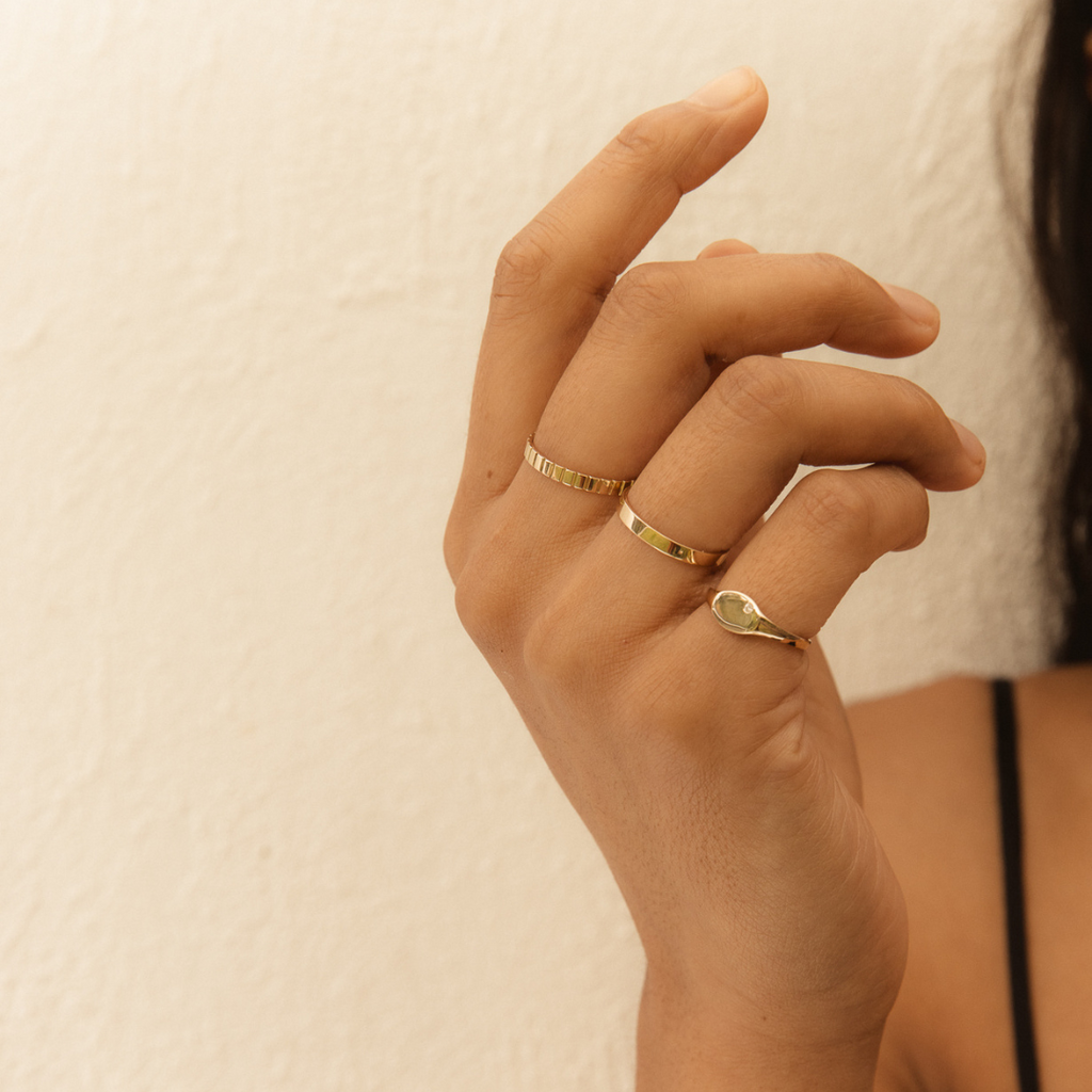 Ribbed Ring 14k Solid Gold