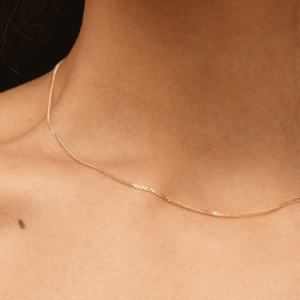 Curb Chain Necklace 14k Solid Gold