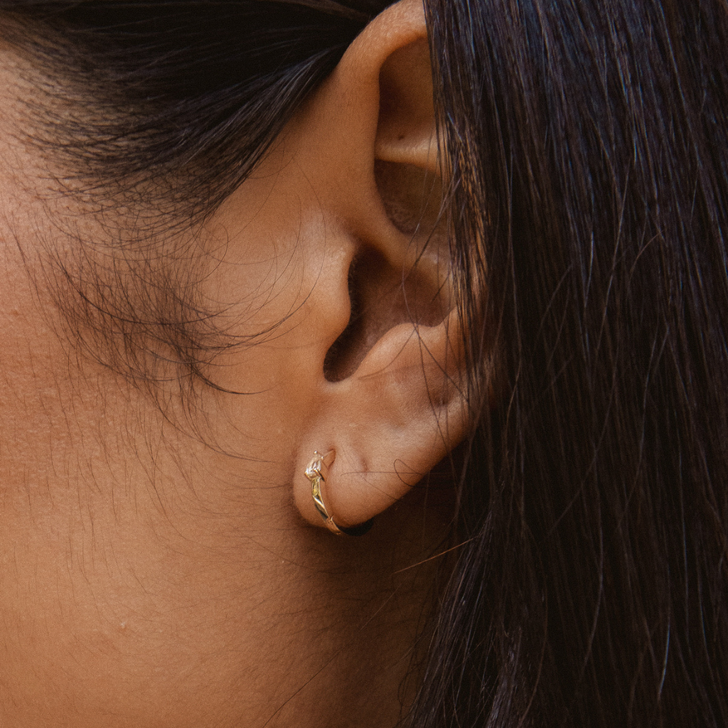 Mini Topaz Huggies 14k Solid Gold