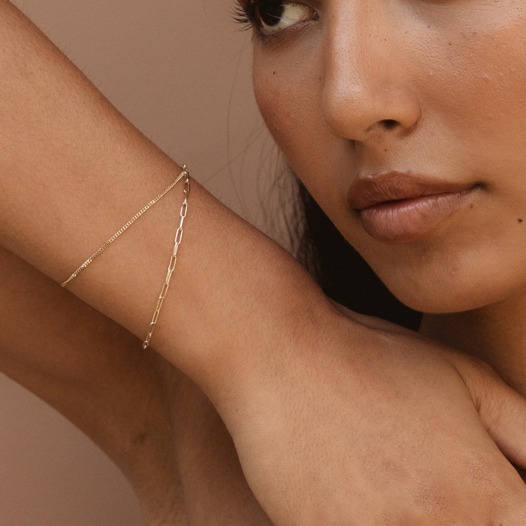 Paperclip Bracelet 14k Solid Gold