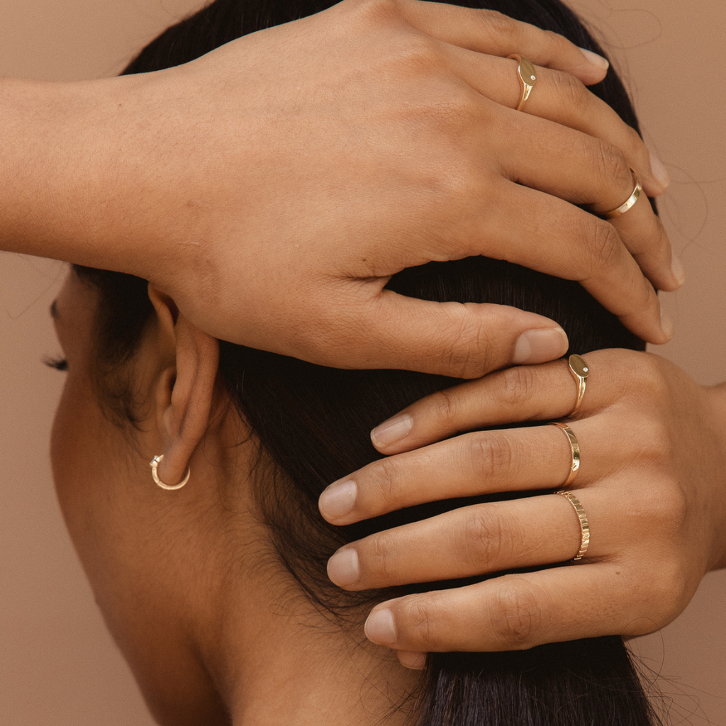 Ribbed Ring 14k Solid Gold