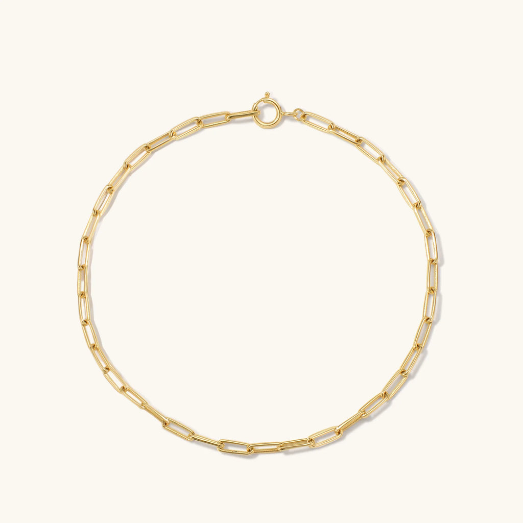 Paperclip Bracelet 14k Solid Gold