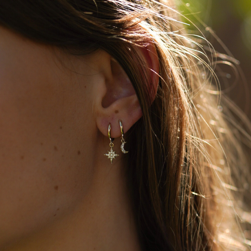 Moon & Star Huggie Hoops
