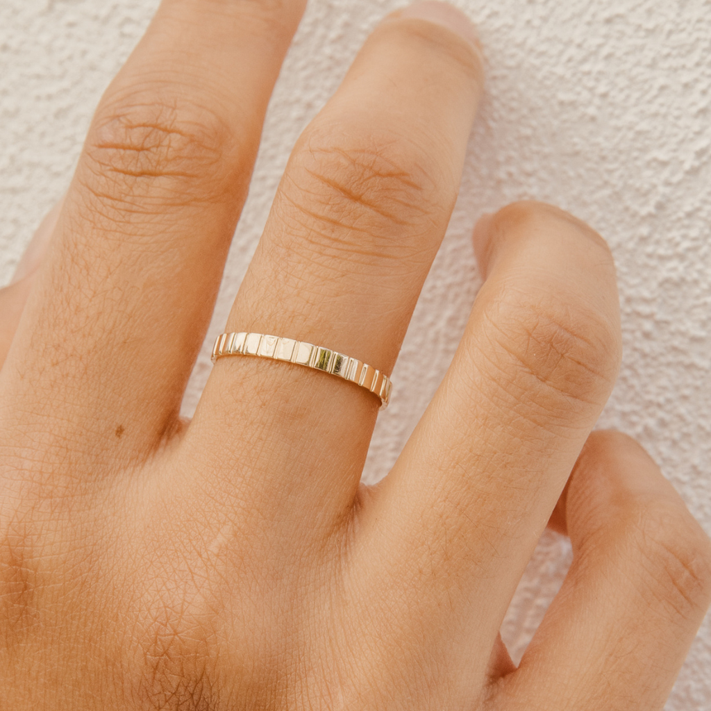 Ribbed Ring 14k Solid Gold