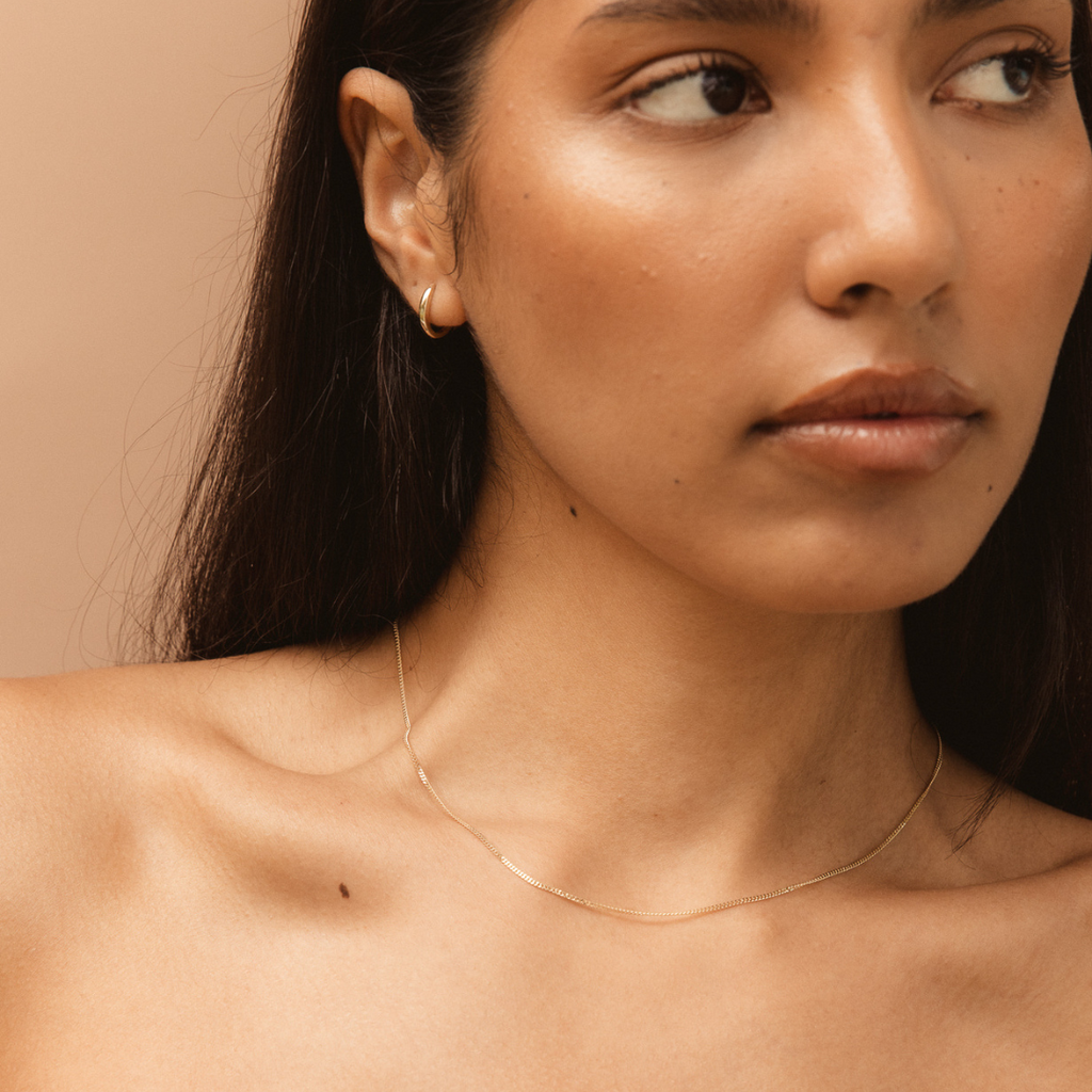 Curb Chain Necklace 14k Solid Gold