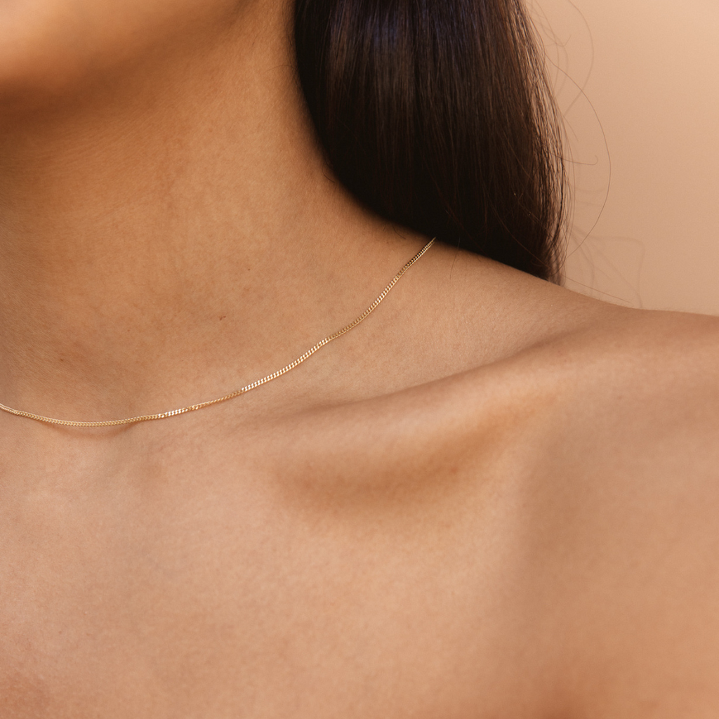 Curb Chain Necklace 14k Solid Gold