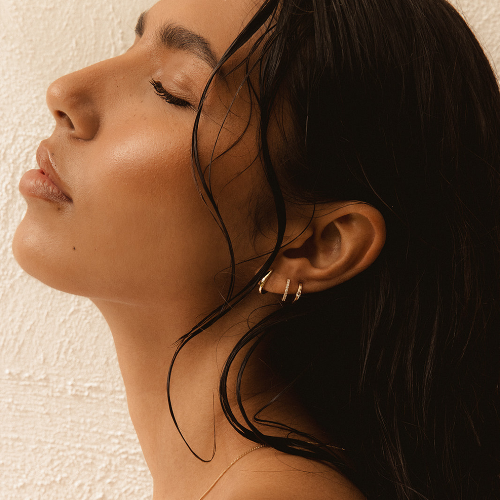 Mini Diamond Hoops 14k Solid Gold