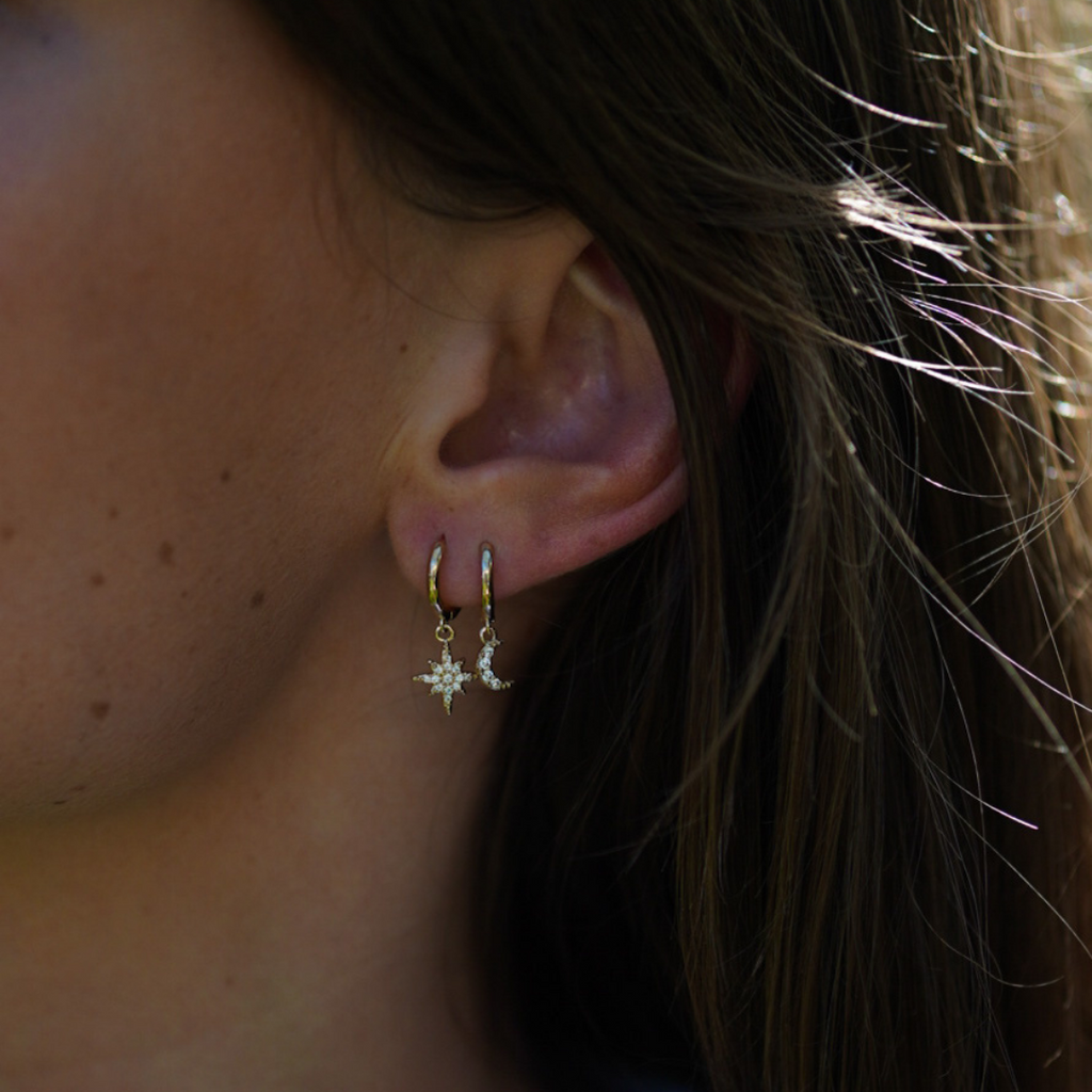 Moon & Star Huggie Hoops